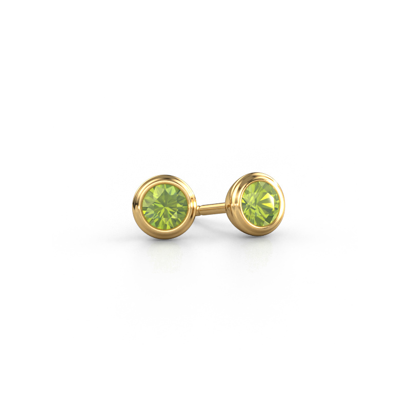 Image of Stud earrings Shemika 585 gold Peridot 4 mm