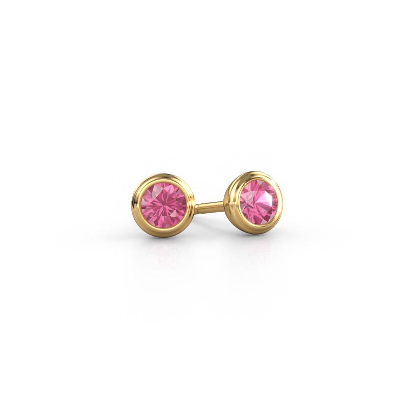 Image of Stud earrings Shemika 585 gold Pink sapphire 4 mm