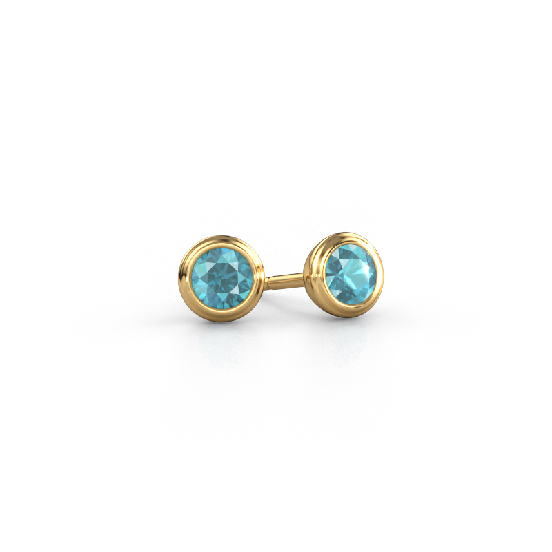 Image of Stud earrings Shemika 585 gold Blue topaz 4 mm