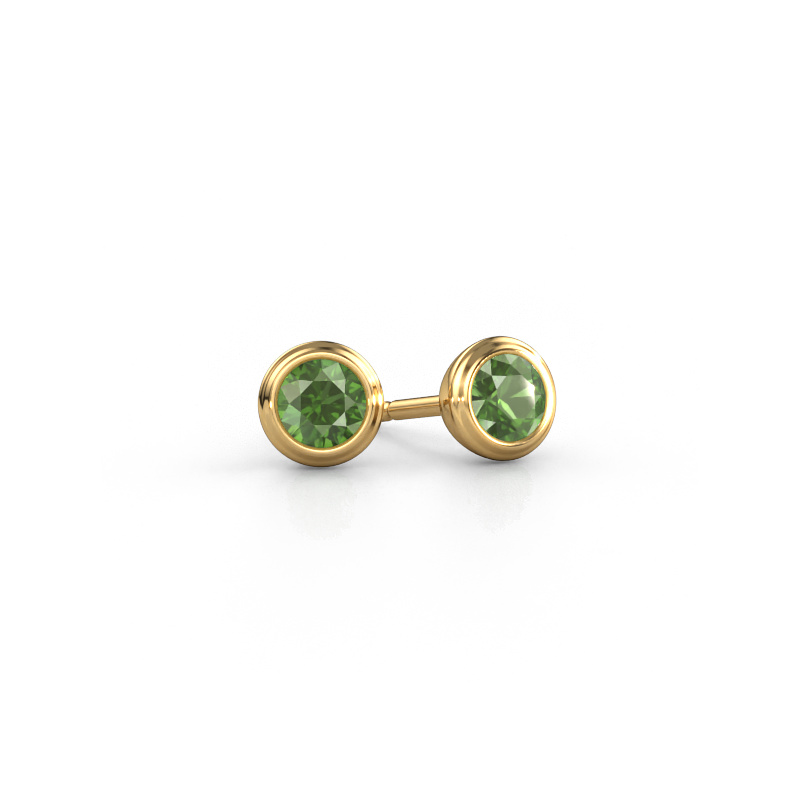 Image of Stud earrings Shemika 585 gold Tourmaline green 4 mm