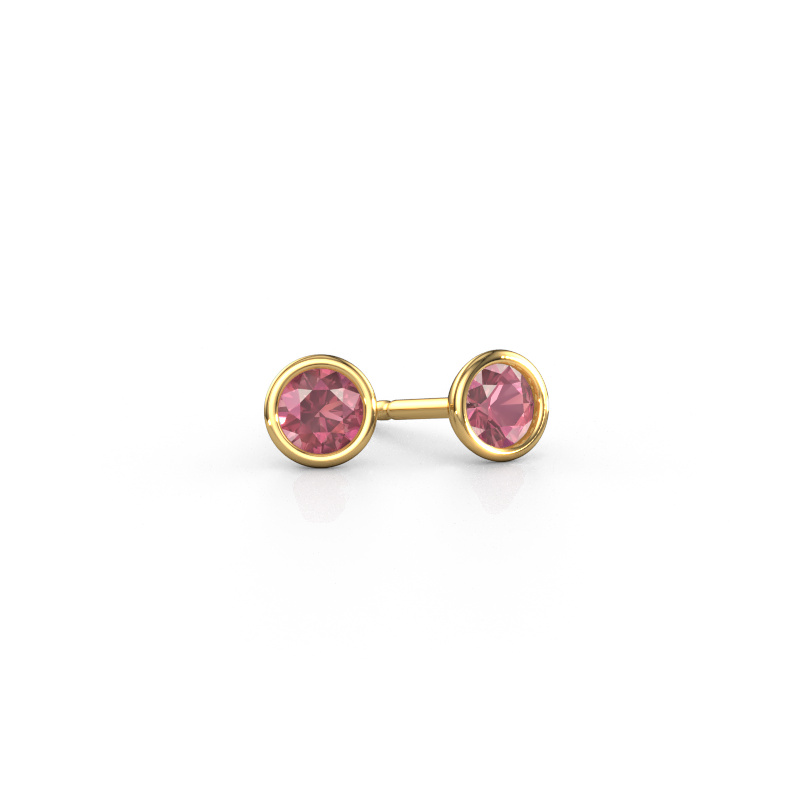 Image of Stud earrings Shemika 585 gold Tourmaline pink 4 mm