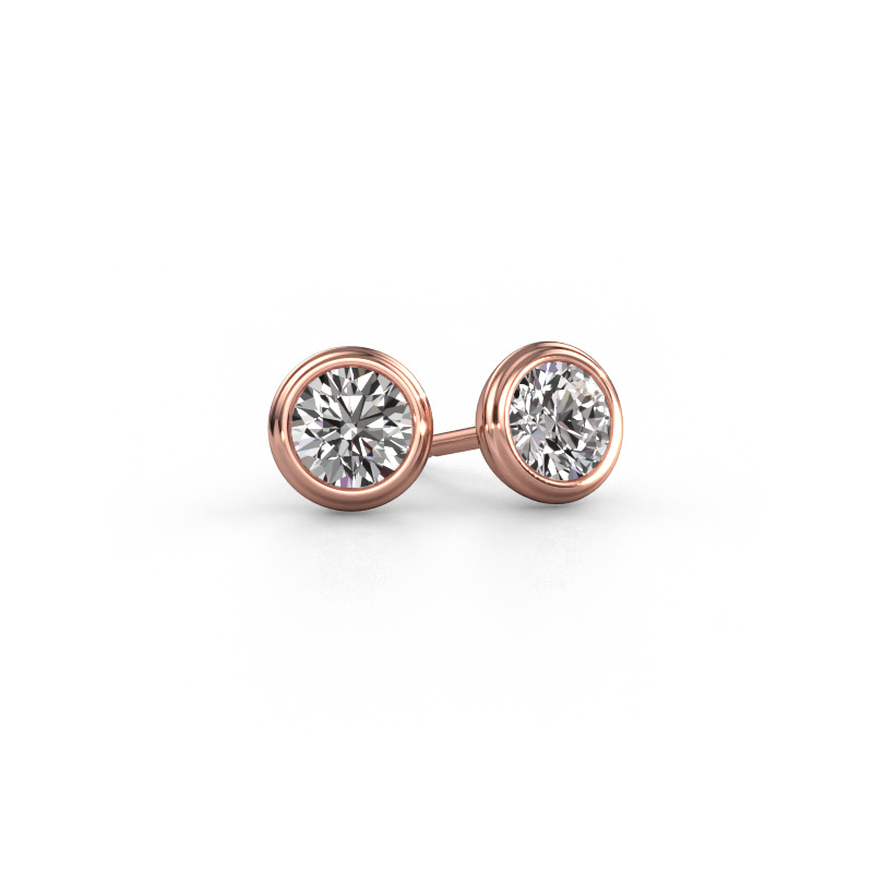 Image of Stud earrings Shemika 585 rose gold Diamond 1.00 crt