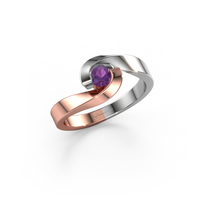 Image de Bague de fiançailles Sheryl 585 or rose Améthyste 3.7 mm