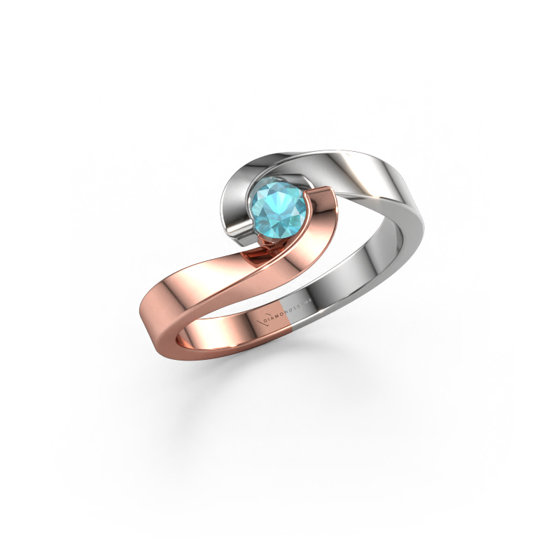 Image of Engagement ring Sheryl 585 rose gold Blue topaz 3.7 mm