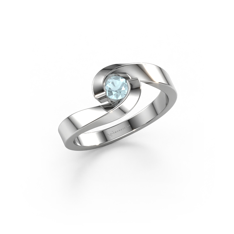 Bild von Verlobungsring Sheryl 585 Weißgold Aquamarin 3.7 mm