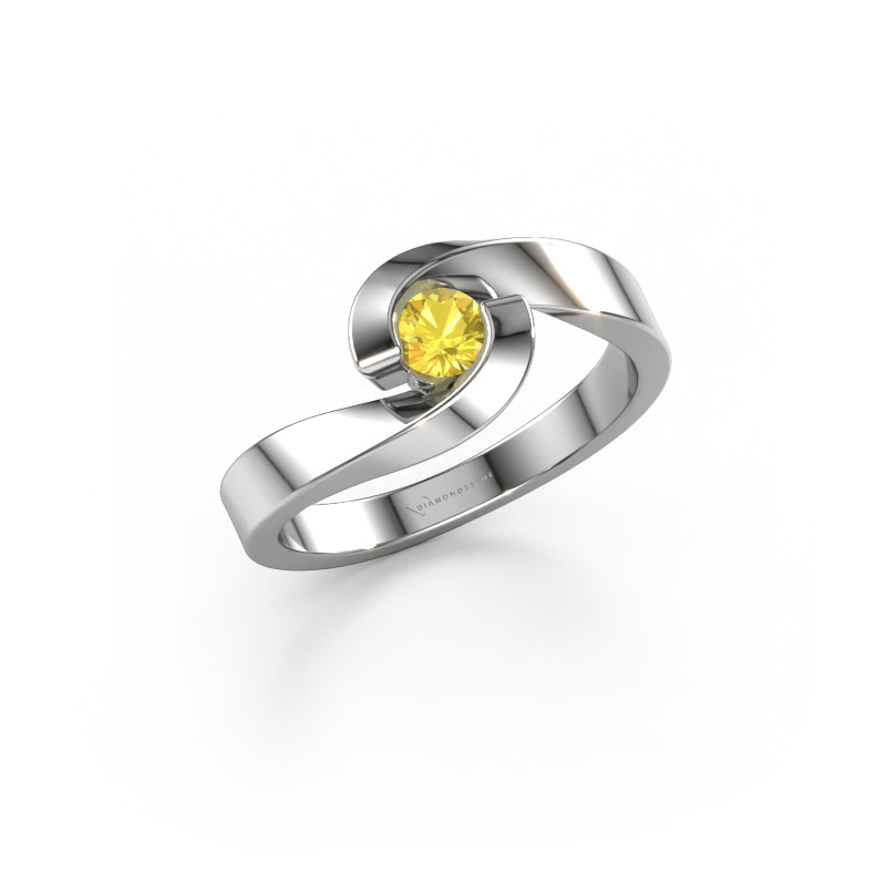 Image of Engagement ring Sheryl 950 platinum Yellow sapphire 3.7 mm