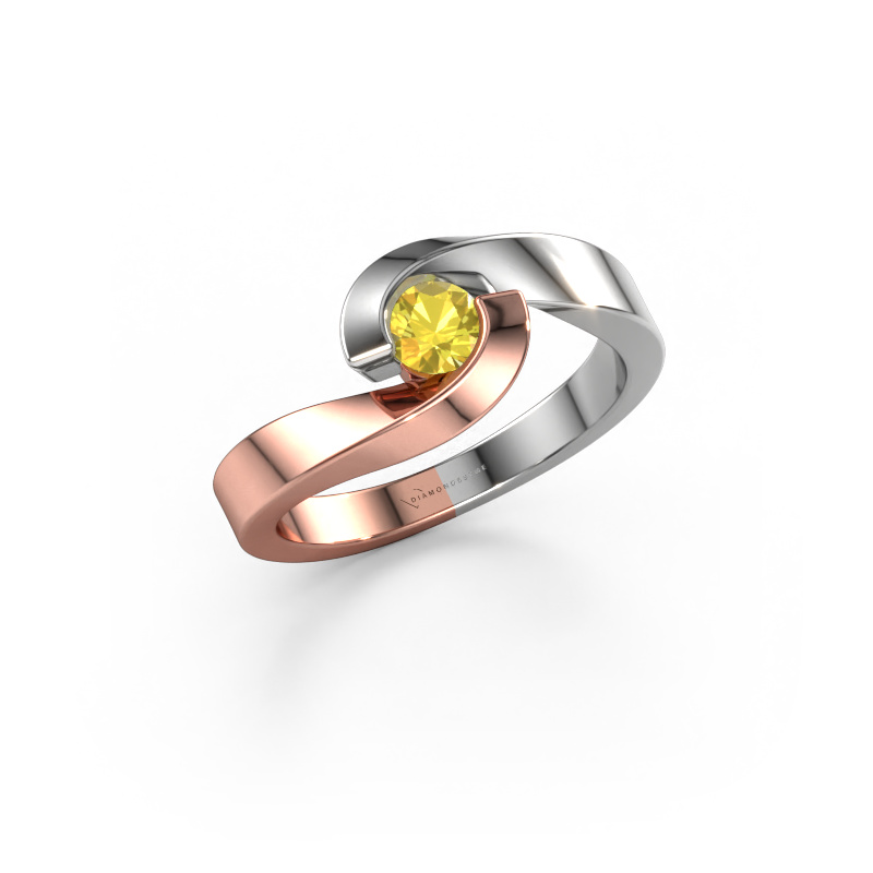 Image of Ring Sheryl 585 rose gold Yellow sapphire 4 mm
