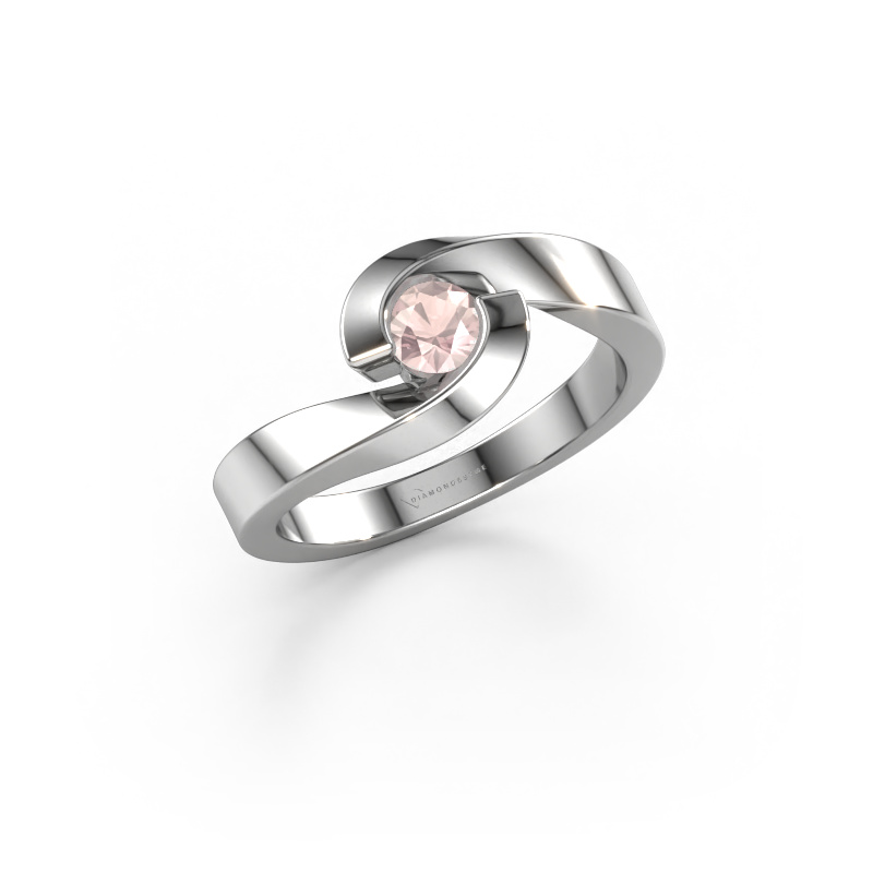 Image of Ring Sheryl 585 white gold Morganite champagne 4 mm