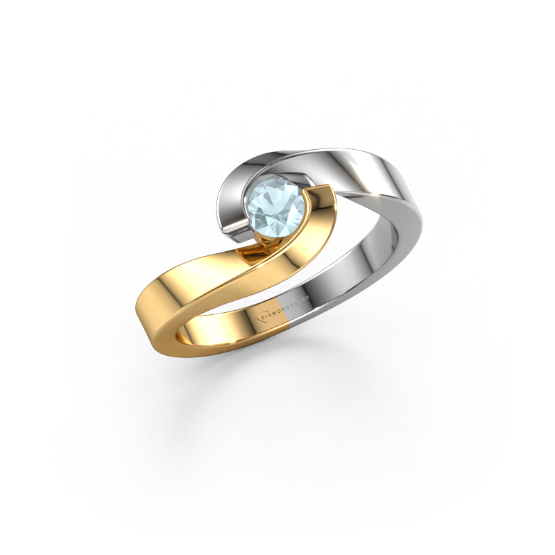 Image de Bague Sheryl 585 or jaune Aigue-marine 4 mm