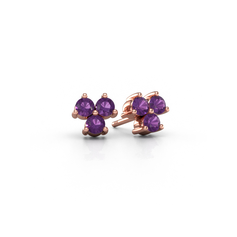 Image of Stud earrings Shirlee 585 rose gold Amethyst 3 mm