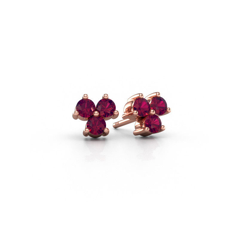 Image of Stud earrings Shirlee 585 rose gold Rhodolite 3 mm
