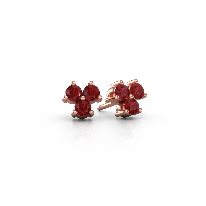 Image of Stud earrings Shirlee 585 rose gold Ruby 3 mm