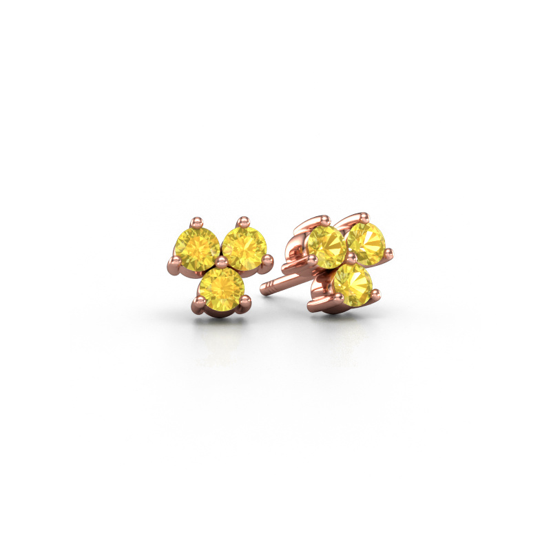 Image of Stud earrings Shirlee 585 rose gold Yellow sapphire 3 mm