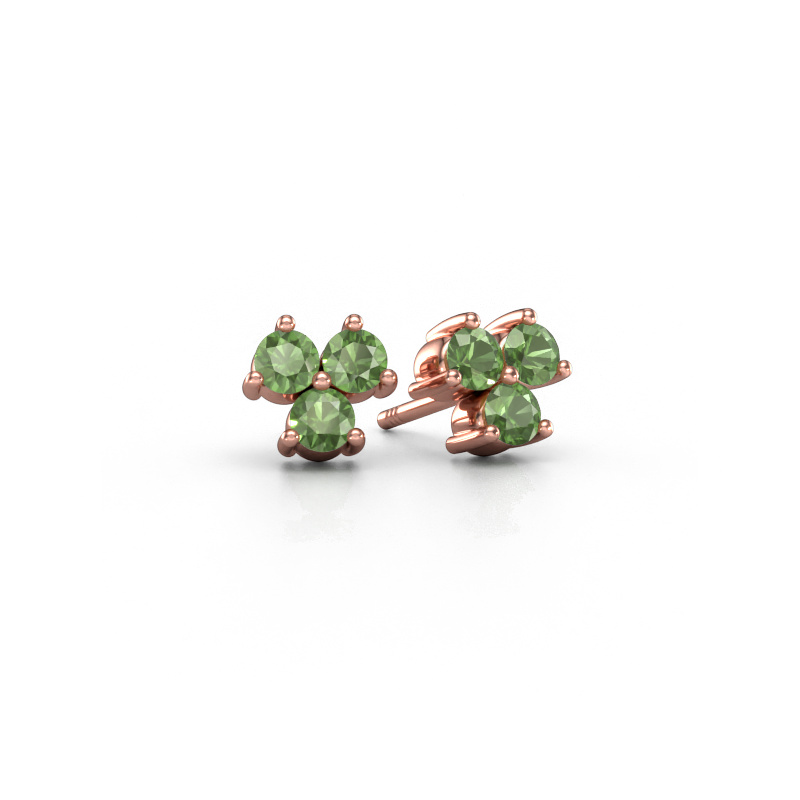 Image of Stud earrings Shirlee 585 rose gold Tourmaline green 3 mm