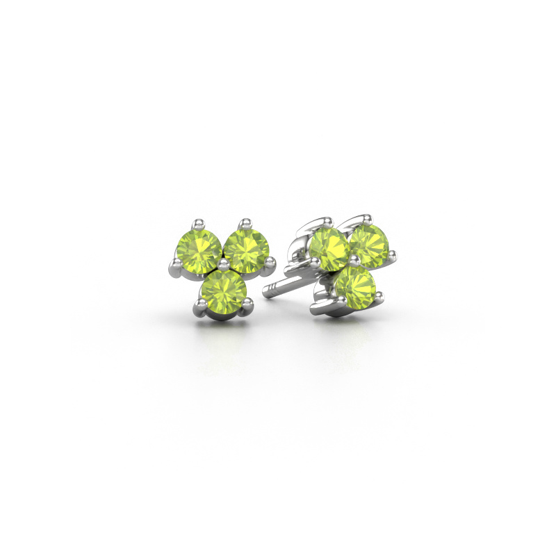 Image of Stud earrings Shirlee 585 white gold Peridot 3 mm