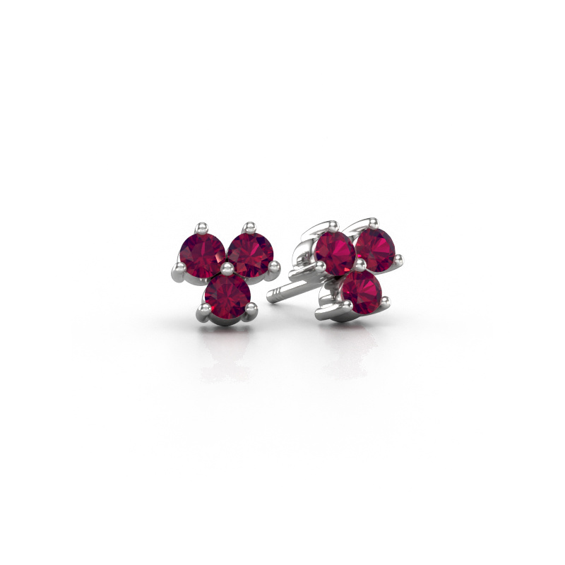 Image of Stud earrings Shirlee 585 white gold Rhodolite 3 mm