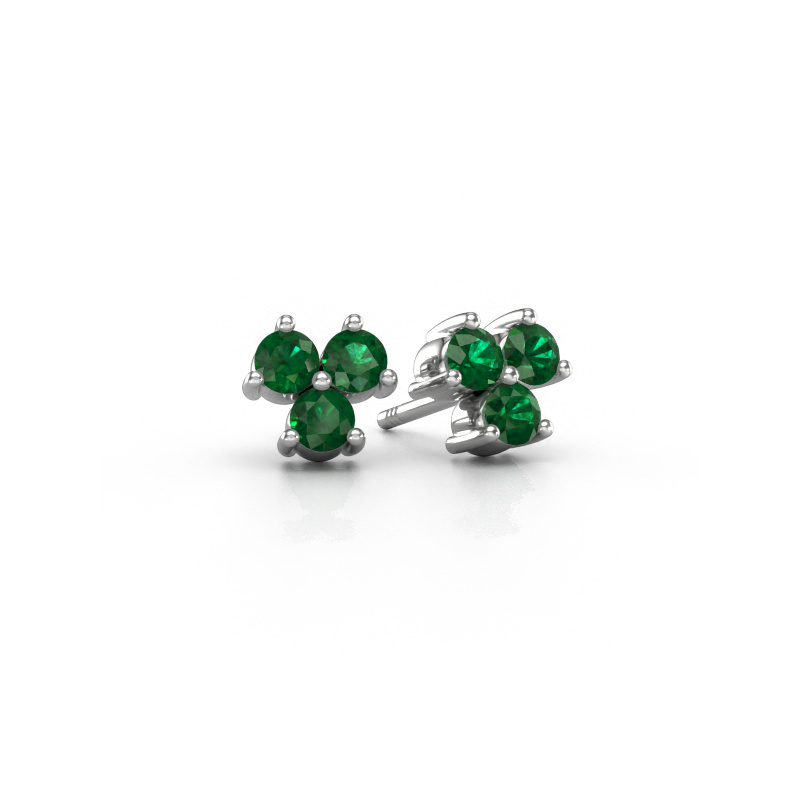 Image of Stud earrings Shirlee 585 white gold Emerald 3 mm