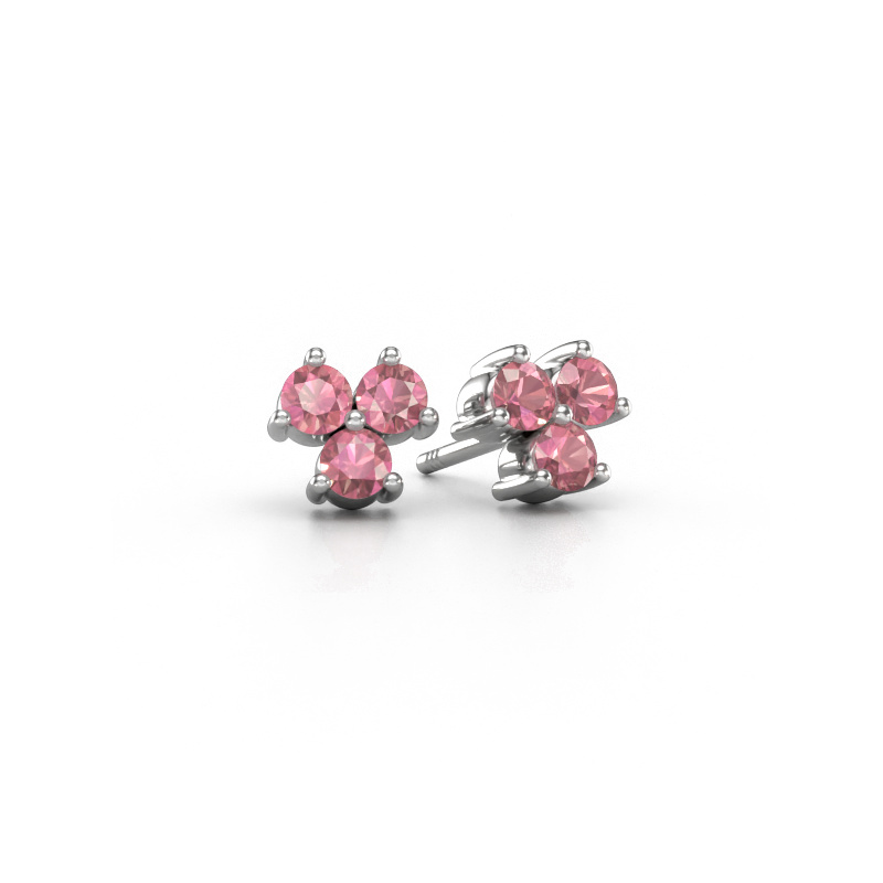 Image of Stud earrings Shirlee 585 white gold Tourmaline pink 3 mm