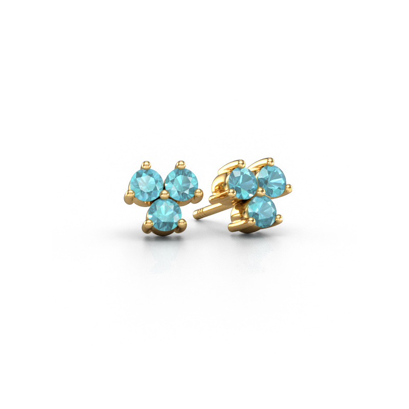 Image of Stud earrings Shirlee 585 gold Blue topaz 3 mm