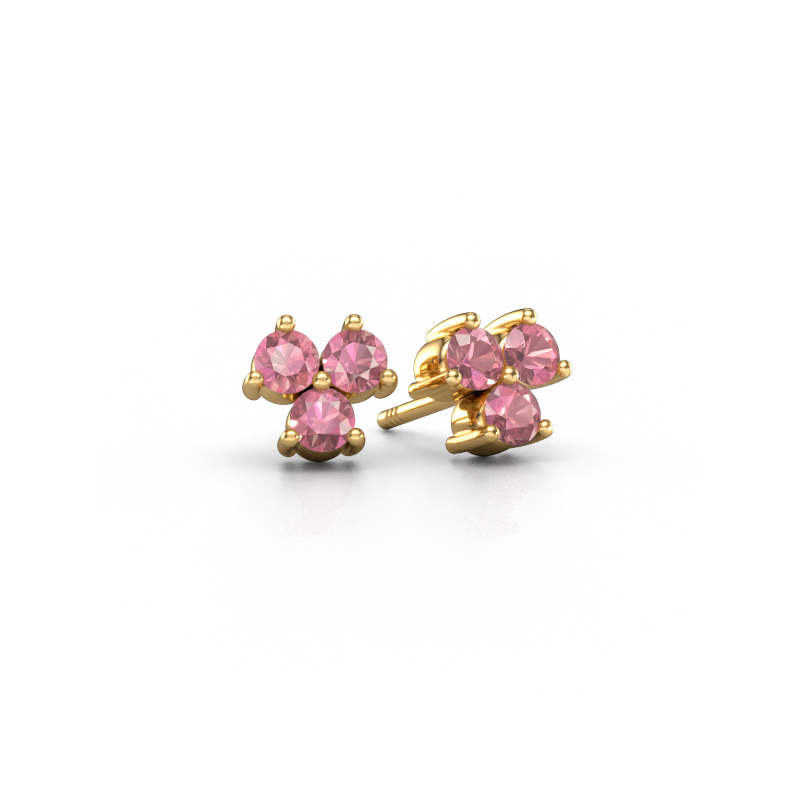 Image of Stud earrings Shirlee 585 gold Tourmaline pink 3 mm