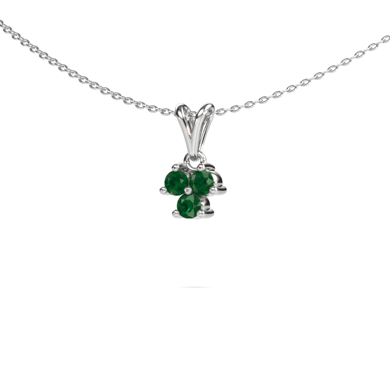 Image of Pendant Shirlee 585 white gold Emerald 3 mm