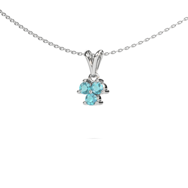 Image de Pendentif Shirlee 585 or blanc Topaze bleue 3 mm