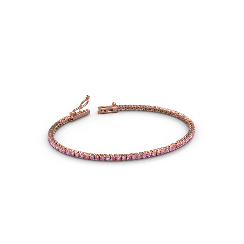 Image of Tennis bracelet Shirley 1.8 ±6,7 in (17 cm) 585 Rose gold Pink sapphire 1.8 mm