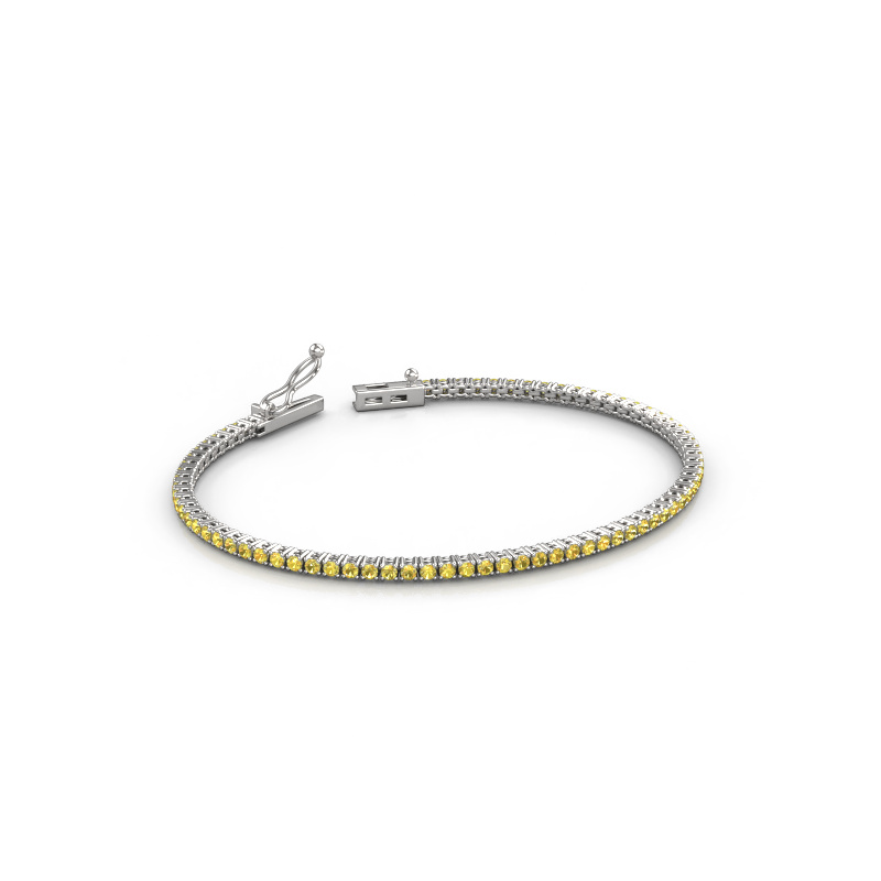Image of Tennis bracelet Shirley 1.8 ±6,7 in 585 White gold Yellow sapphire 1.8 mm
