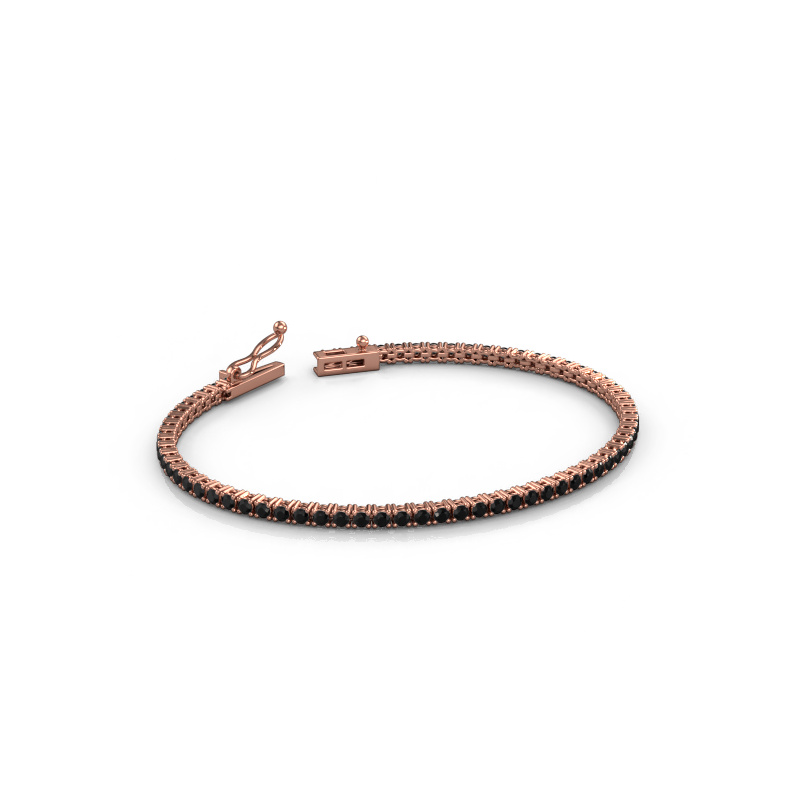 Afbeelding van Tennisarmband Shirley 2.0 ±17 cm 585 Rosé goud Zwarte diamant 2.448 crt
