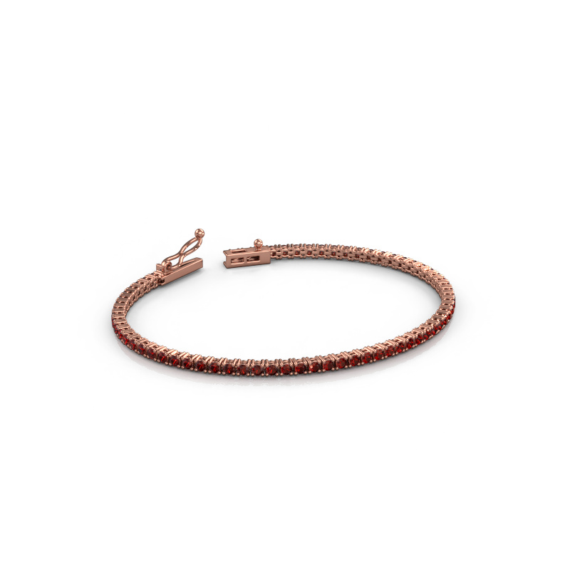 Image of Tennis bracelet Shirley 2.0 ±6,7 in (17 cm) 585 Rose gold Garnet 2 mm