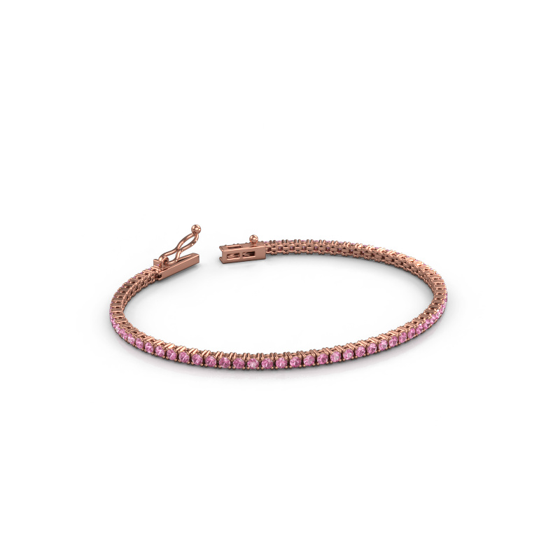 Afbeelding van Tennisarmband Shirley 2.0 ±17 cm 585 Rosé goud Roze saffier 2 mm