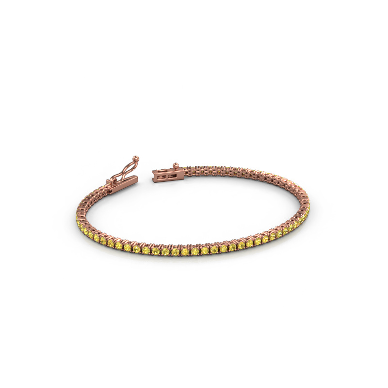 Afbeelding van Tennisarmband Shirley 2.0 ±17 cm 585 Rosé goud Gele saffier 2 mm
