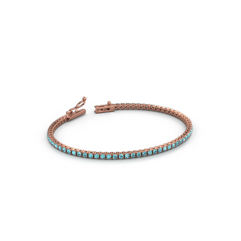 Afbeelding van Tennisarmband Shirley 2.0 ±17 cm 585 Rosé goud Blauw topaas 2 mm