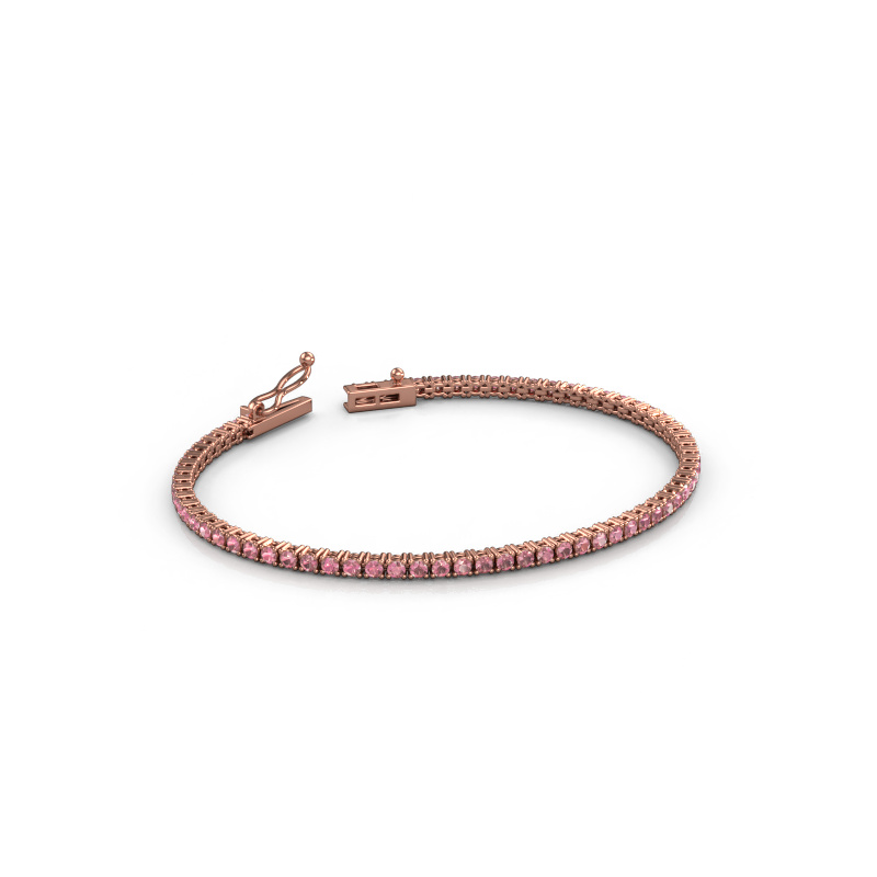 Image of Tennis bracelet Shirley 2.0 ±6,7 in (17 cm) 585 Rose gold Tourmaline pink 2 mm