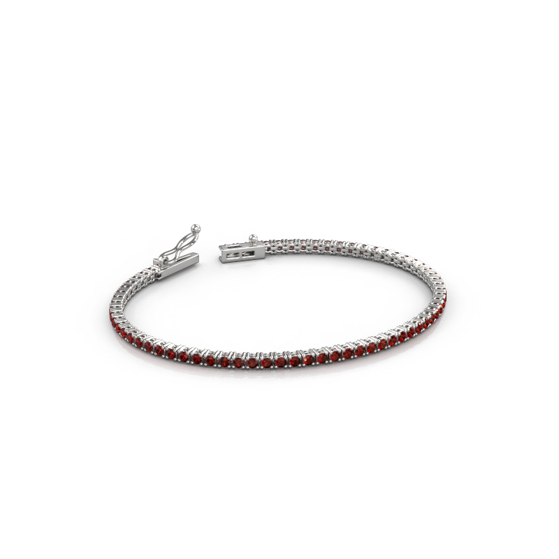 Afbeelding van Tennisarmband Shirley 2.0 ±17 cm 585 Witgoud Granaat 2 mm