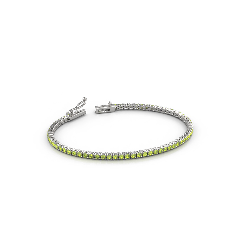 Image of Tennis bracelet Shirley 2.0 ±6,7 in 585 White gold Peridot 2 mm
