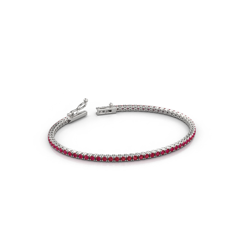 Image of Tennis bracelet Shirley 2.0 ±6,7 in 585 White gold Ruby 2 mm