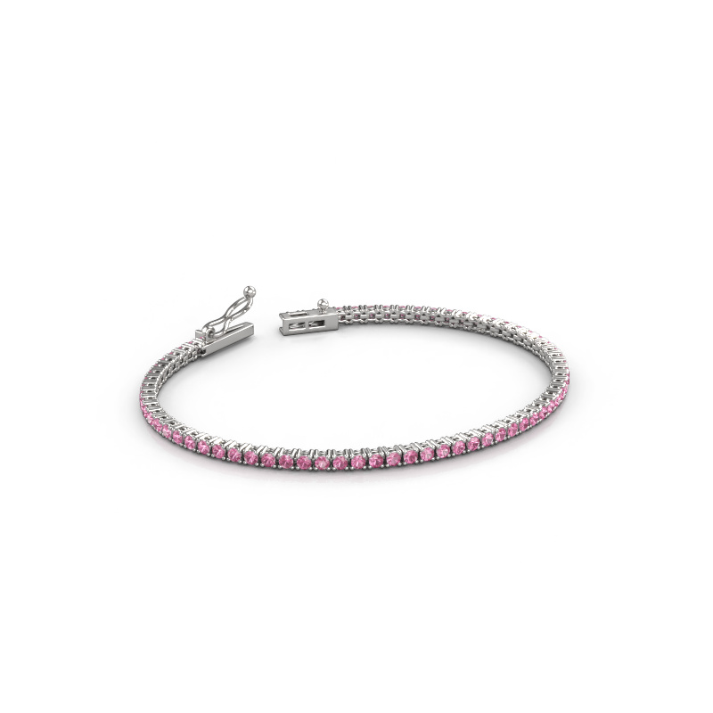 Image of Tennis bracelet Shirley 2.0 ±6,7 in (17 cm) 585 White gold Pink sapphire 2 mm