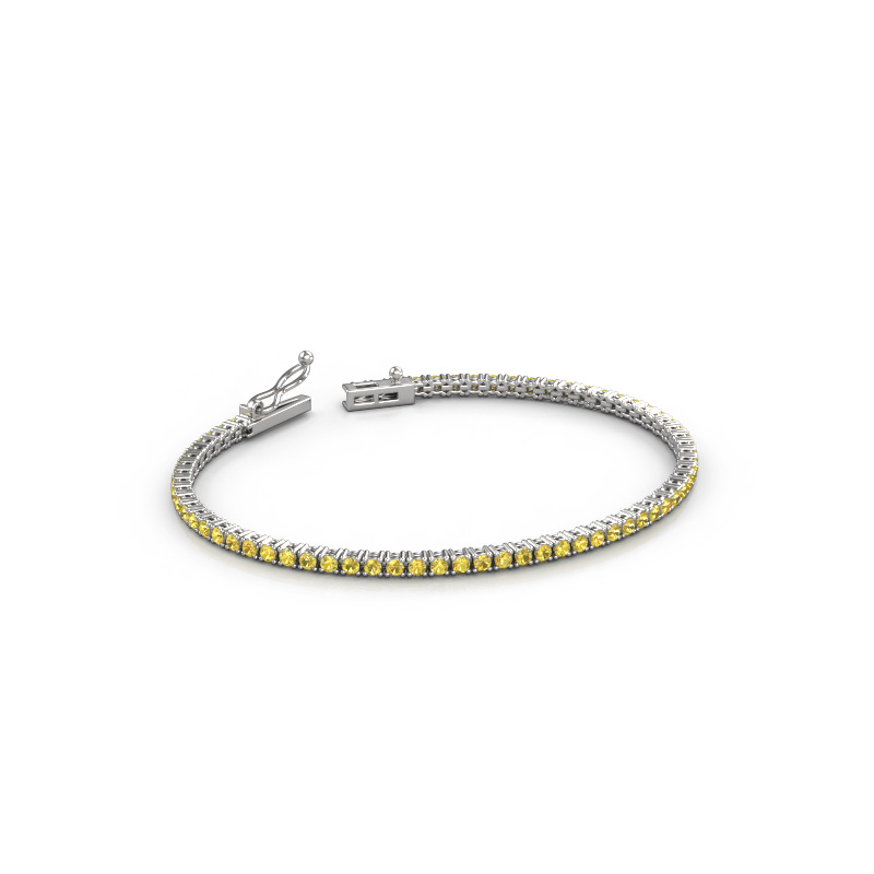 Afbeelding van Tennisarmband Shirley 2.0 ±17 cm 585 Witgoud Gele saffier 2 mm