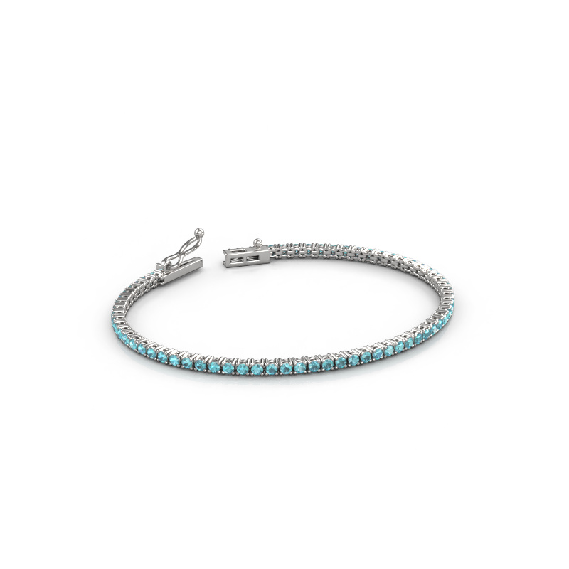 Afbeelding van Tennisarmband Shirley 2.0 ±17 cm 585 Witgoud Blauw topaas 2 mm