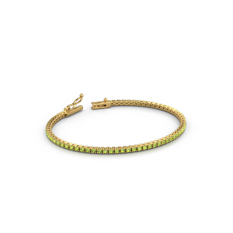 Image of Tennis bracelet Shirley 2.0 ±6,7 in (17 cm) 585 Gold Peridot 2 mm