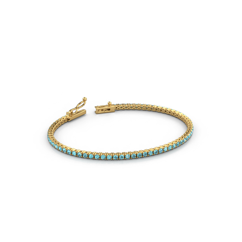 Afbeelding van Tennisarmband Shirley 2.0 ±17 cm 585 Goud Blauw topaas 2 mm