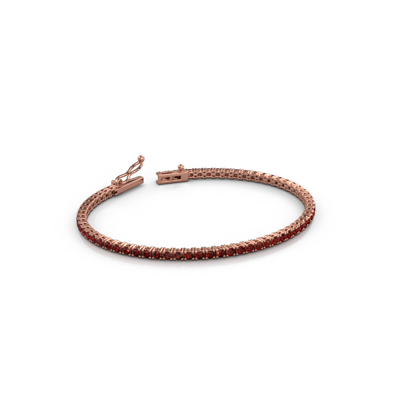 Image of Tennis bracelet Shirley 2.2 ±6,7 in (17 cm) Heavy - 585 Rose gold Garnet 2.2 mm