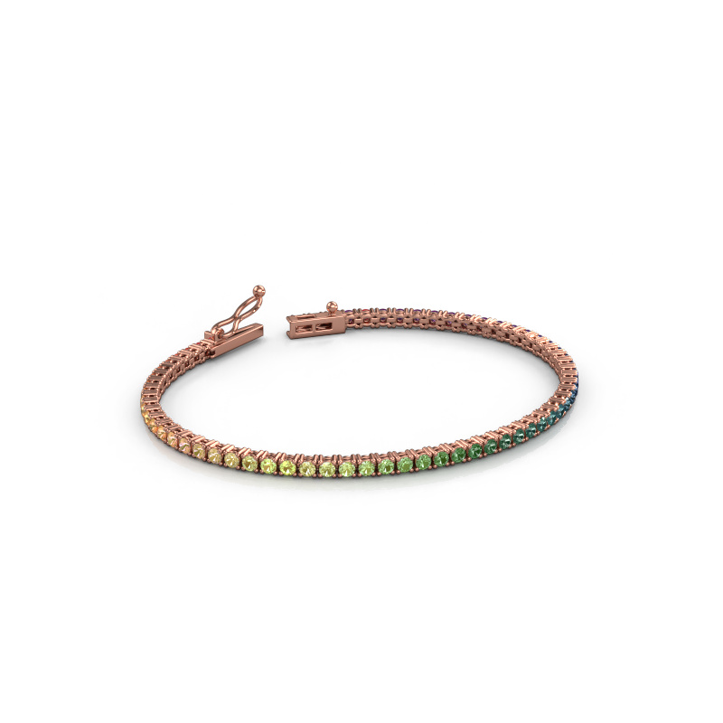 Image of Tennis bracelet Shirley 2.2 585 rose gold Rainbow sapphire 1 2.2 mm