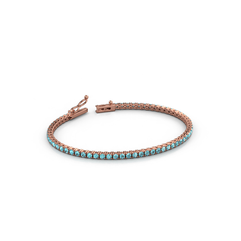 Afbeelding van Tennisarmband Shirley 2.2 ±17 cm Zwaar - 585 Rosé goud Blauw topaas 2.2 mm