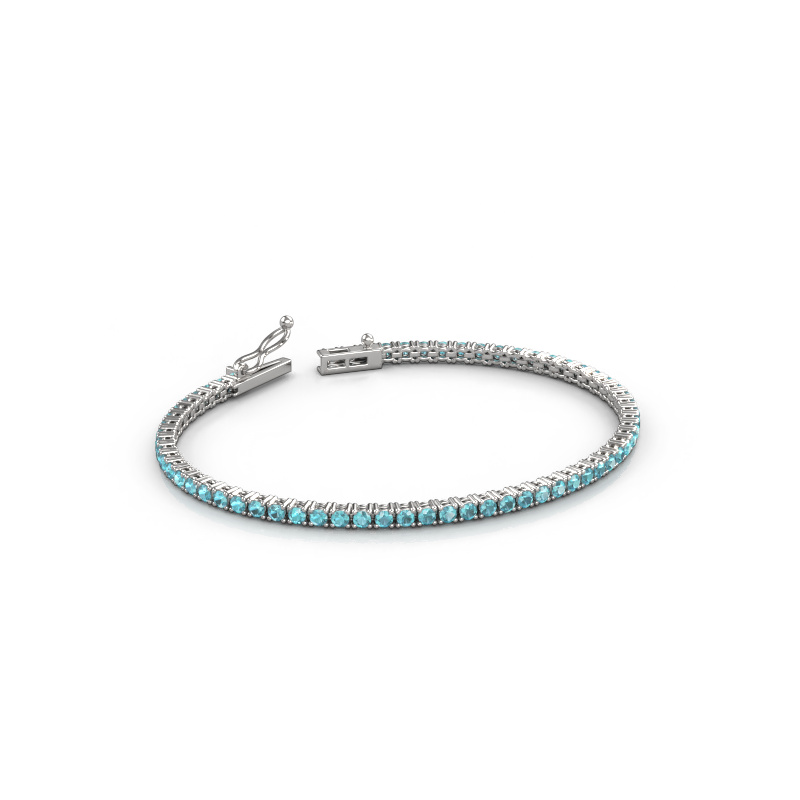 Afbeelding van Tennisarmband Shirley 2.2 ±17 cm Zwaar - 585 Witgoud Blauw topaas 2.2 mm