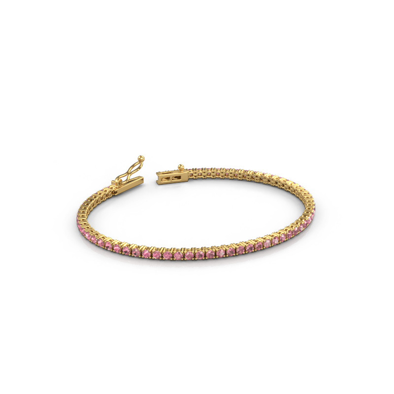 Image of Tennis bracelet Shirley 2.2 ±6,7 in Heavy - 585 Gold Tourmaline pink 2.2 mm