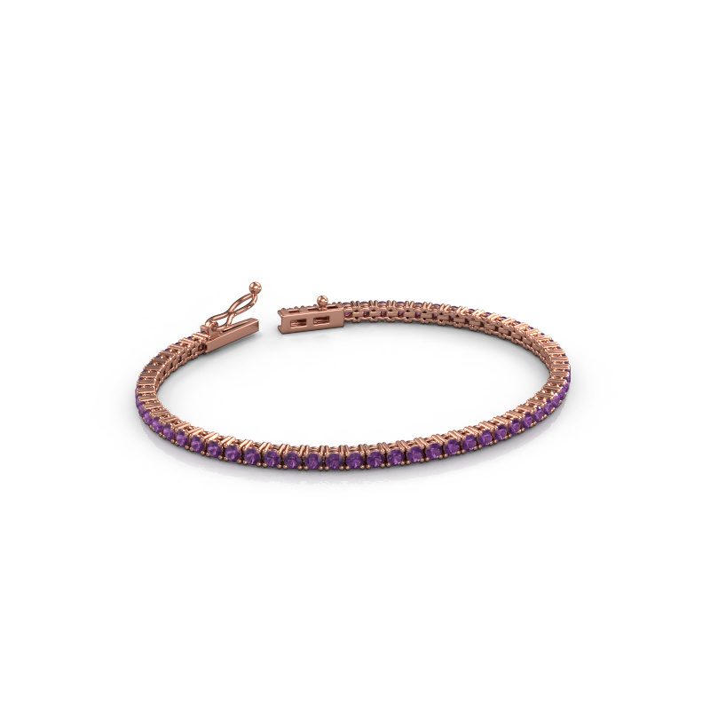 Image of Tennis bracelet Shirley 2.4 ±6,7 in (17 cm) Heavy - 585 Rose gold Amethyst 2.4 mm