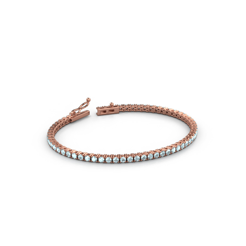Afbeelding van Tennisarmband Shirley 2.4 ±17 cm Zwaar - 585 Rosé goud Aquamarijn 2.4 mm