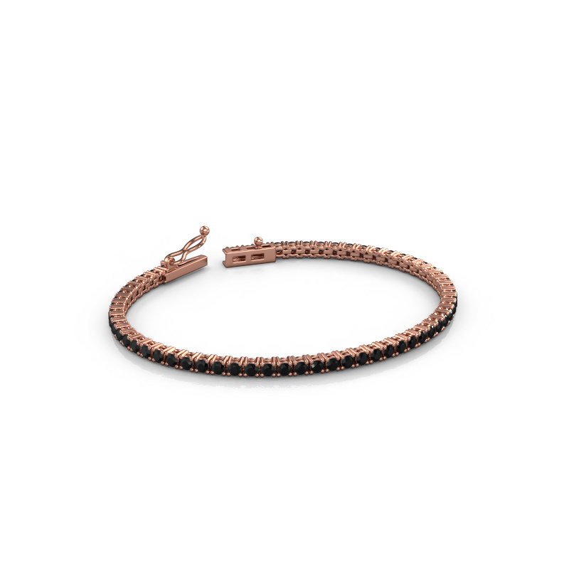 Afbeelding van Tennisarmband Shirley 2.4 ±17 cm Zwaar - 585 Rosé goud Zwarte diamant 3.894 crt